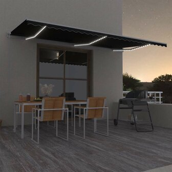 Luifel automatisch met LED en windsensor 600x300 cm antraciet 1