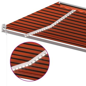 Luifel automatisch met LED windsensor 600x300 cm oranje bruin 5