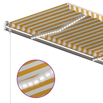 Luifel automatisch met LED en windsensor 400x350 cm geel en wit 5