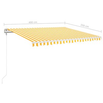 Luifel automatisch met LED en windsensor 400x350 cm geel en wit 9