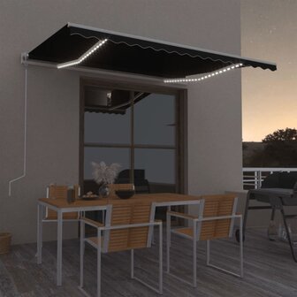 Luifel automatisch met LED en windsensor 400x350 cm antraciet 1