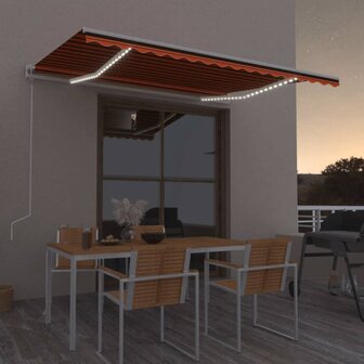 Luifel automatisch met LED windsensor 400x350 cm oranje bruin 1
