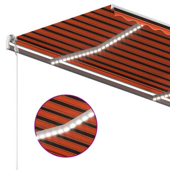 Luifel automatisch met LED windsensor 400x350 cm oranje bruin 5