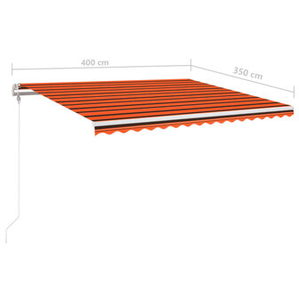 Luifel automatisch met LED windsensor 400x350 cm oranje bruin 9