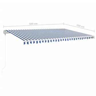 Luifel automatisch met LED en windsensor 500x350 cm blauw wit 9