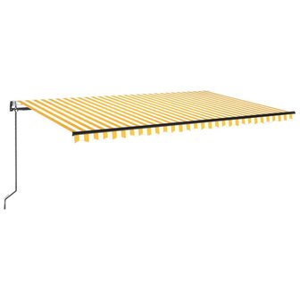 Luifel automatisch met LED en windsensor 500x300 cm geel en wit 2