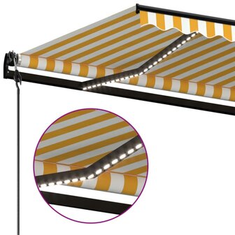 Luifel automatisch met LED en windsensor 500x300 cm geel en wit 5
