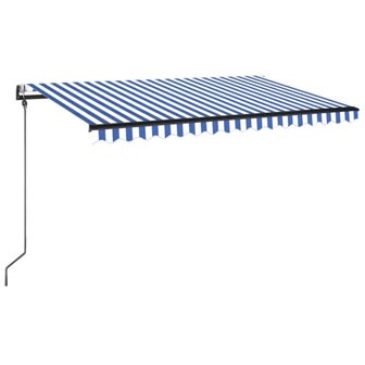 Luifel automatisch met LED en windsensor 400x350 cm blauw wit 2