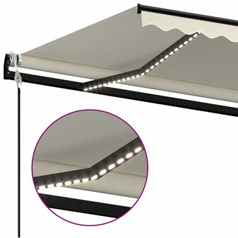 Luifel automatisch met LED en windsensor 400x350 cm cr&egrave;mekleur 5