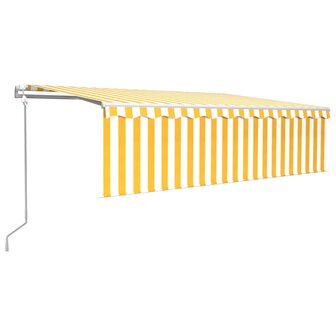 Luifel automatisch rolgordijn LED windsensor 5x3 m geel en wit  2