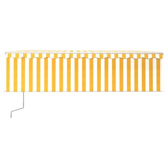 Luifel automatisch rolgordijn LED windsensor 5x3 m geel en wit  3