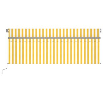 Luifel automatisch rolgordijn LED windsensor 4x3 m geel en wit   3
