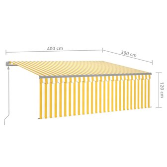 Luifel automatisch rolgordijn LED windsensor 4x3 m geel en wit   8