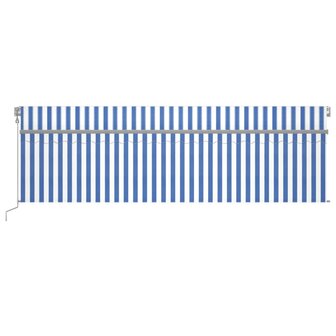 Luifel automatisch rolgordijn LED windsensor 5x3 m blauw en wit 3