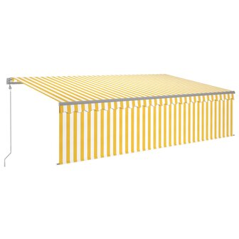 Luifel automatisch rolgordijn LED windsensor 5x3 m geel en wit 2