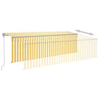 Luifel automatisch rolgordijn LED windsensor 5x3 m geel en wit 4