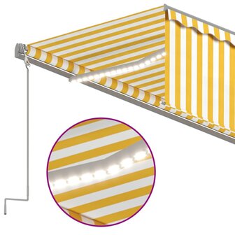 Luifel automatisch rolgordijn LED windsensor 5x3 m geel en wit 5