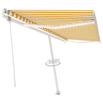 Luifel automatisch met LED en windsensor 500x300 cm geel en wit 3