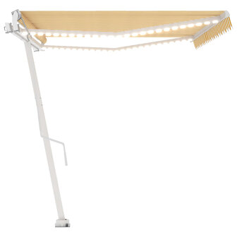 Luifel automatisch met LED en windsensor 500x300 cm geel en wit 5