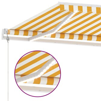 Luifel automatisch met LED en windsensor 500x300 cm geel en wit 6