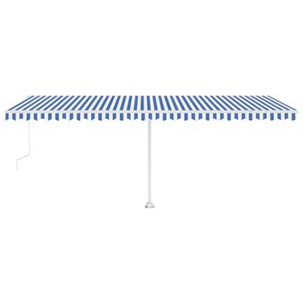 Luifel automatisch met LED en windsensor 600x300 cm blauw wit 5