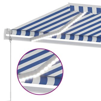 Luifel automatisch met LED en windsensor 600x300 cm blauw wit 6