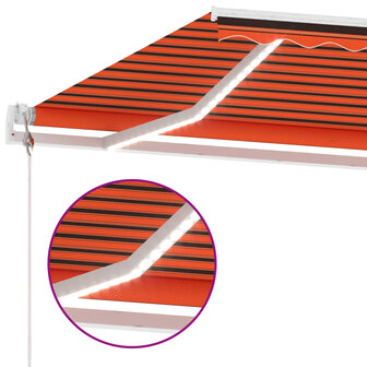 Luifel automatisch met LED windsensor 600x300 cm oranje bruin 6