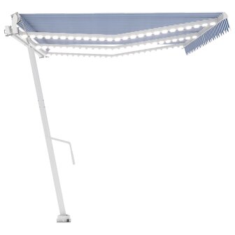 Luifel automatisch met LED en windsensor 600x350 cm blauw wit 5