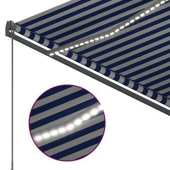 Luifel automatisch met LED en windsensor 300x250 cm blauw wit 7