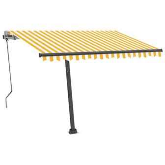 Luifel automatisch met LED en windsensor 300x250 cm geel en wit 2