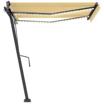Luifel automatisch met LED en windsensor 300x250 cm geel en wit 5
