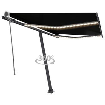 Luifel automatisch met LED en windsensor 300x250 cm antraciet 1