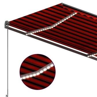 Luifel automatisch met LED windsensor 300x250 cm oranje bruin 6