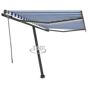 Luifel automatisch met LED en windsensor 350x250 cm blauw wit 1