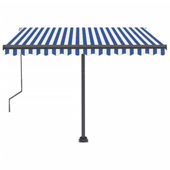 Luifel automatisch met LED en windsensor 350x250 cm blauw wit 4