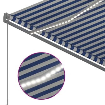 Luifel automatisch met LED en windsensor 350x250 cm blauw wit 6