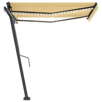 Luifel automatisch met LED en windsensor 350x250 cm geel en wit 2