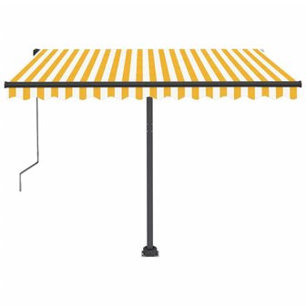 Luifel automatisch met LED en windsensor 350x250 cm geel en wit 4
