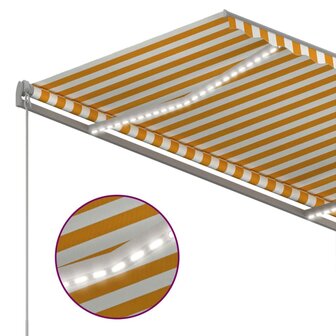 Luifel automatisch met LED en windsensor 350x250 cm geel en wit 6