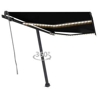 Luifel automatisch met LED en windsensor 350x250 cm antraciet 1
