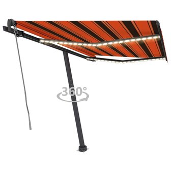 Luifel automatisch met LED windsensor 350x250 cm oranje bruin 1