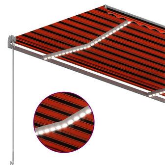 Luifel automatisch met LED windsensor 350x250 cm oranje bruin 7