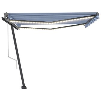 Luifel automatisch met LED en windsensor 400x300cm blauw en wit 2