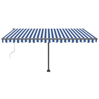 Luifel automatisch met LED en windsensor 400x300cm blauw en wit 4