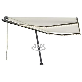 Luifel automatisch met LED en windsensor 400x300 cm cr&egrave;mekleur 1