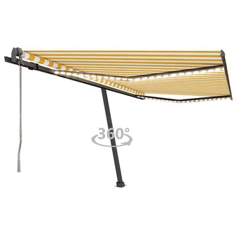 Luifel automatisch met LED en windsensor 400x300 cm geel en wit 1