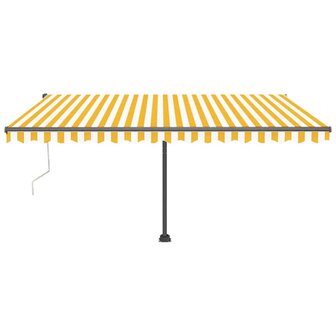 Luifel automatisch met LED en windsensor 400x300 cm geel en wit 3
