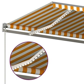 Luifel automatisch met LED en windsensor 400x300 cm geel en wit 6
