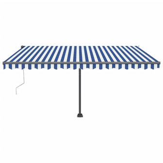 Luifel automatisch met LED en windsensor 450x300 cm blauw wit 3