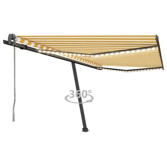 Luifel automatisch met LED en windsensor 450x300 cm geel en wit 1